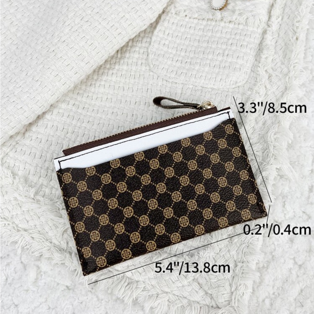 ⚠️Clearance Coffee Brown Printed Design Slim Cardholder / Wallet - Picture 3 of 4